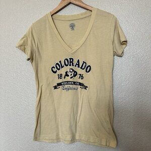 University Of Colorado Buffaloes Women’s T-shirt Gold Vneck Rivalry Threads Larg